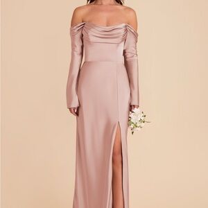 Birdy Grey Off-Shoulder Maya English Rose Bridesmaid Dress